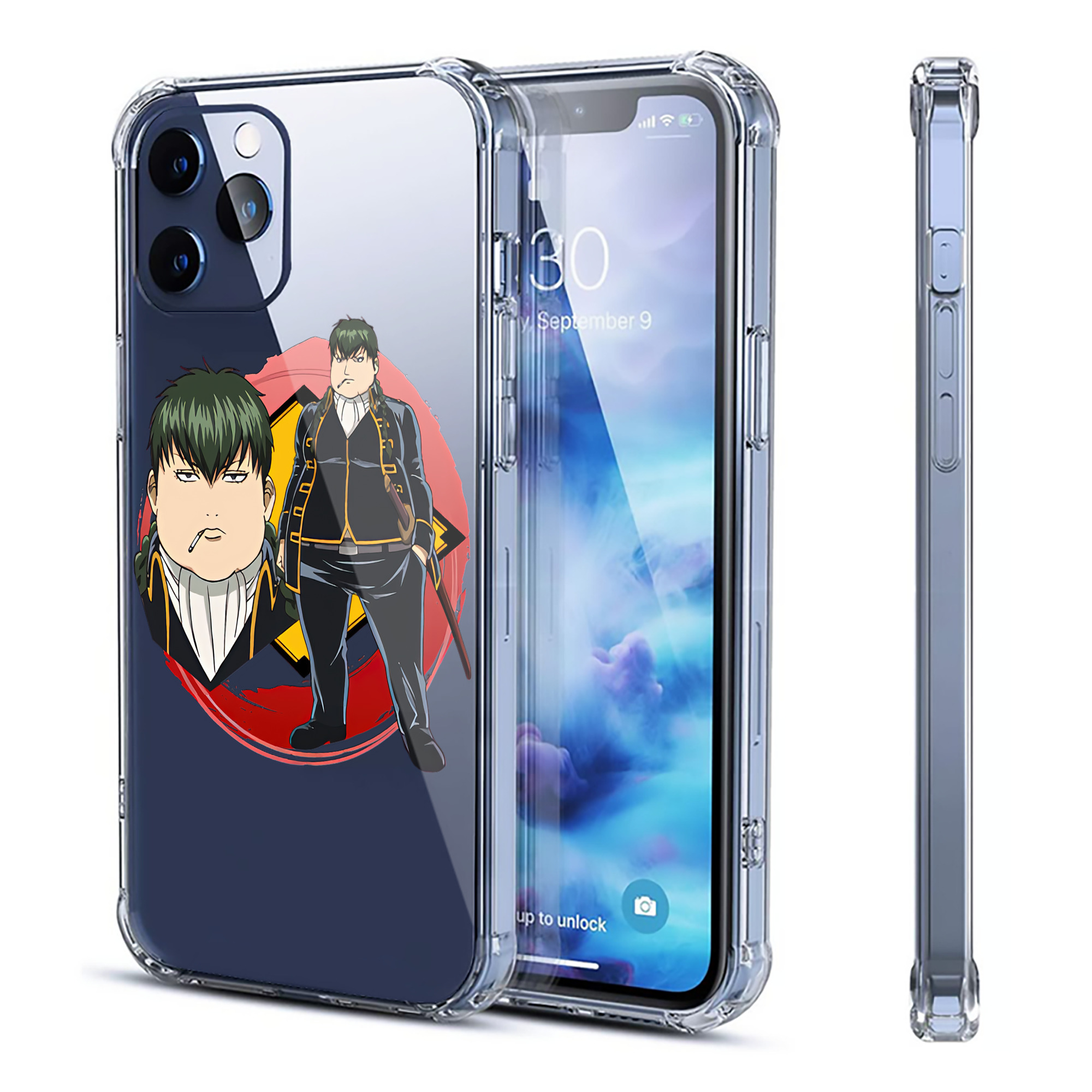 （画像用） ぎんたま 坂田銀時（さかたぎんとき） 神楽 志村新八（しむら しんぱち） GINTAMA Sakata Gintoki Kagura Shimura Shinpachi 【iPhone 12シリーズ対応】透明スマホケース（クリアソフトケース）